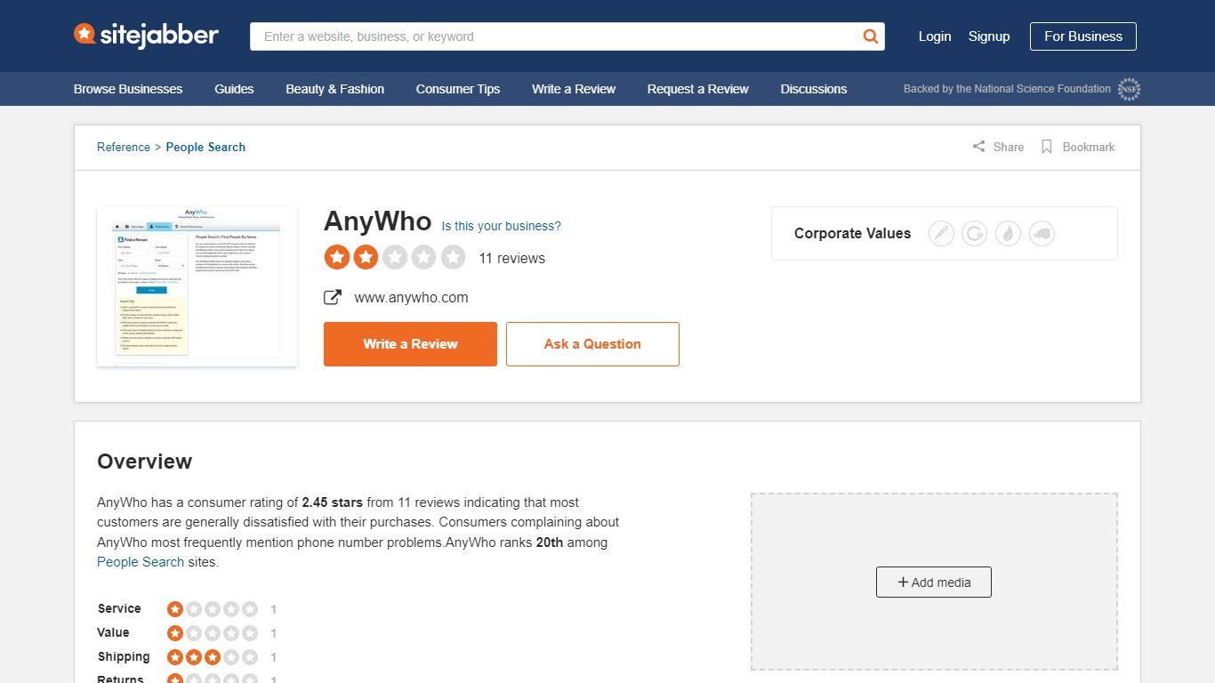 AnyWho Reviews - 11 Reviews of Anywho.com | Sitejabber